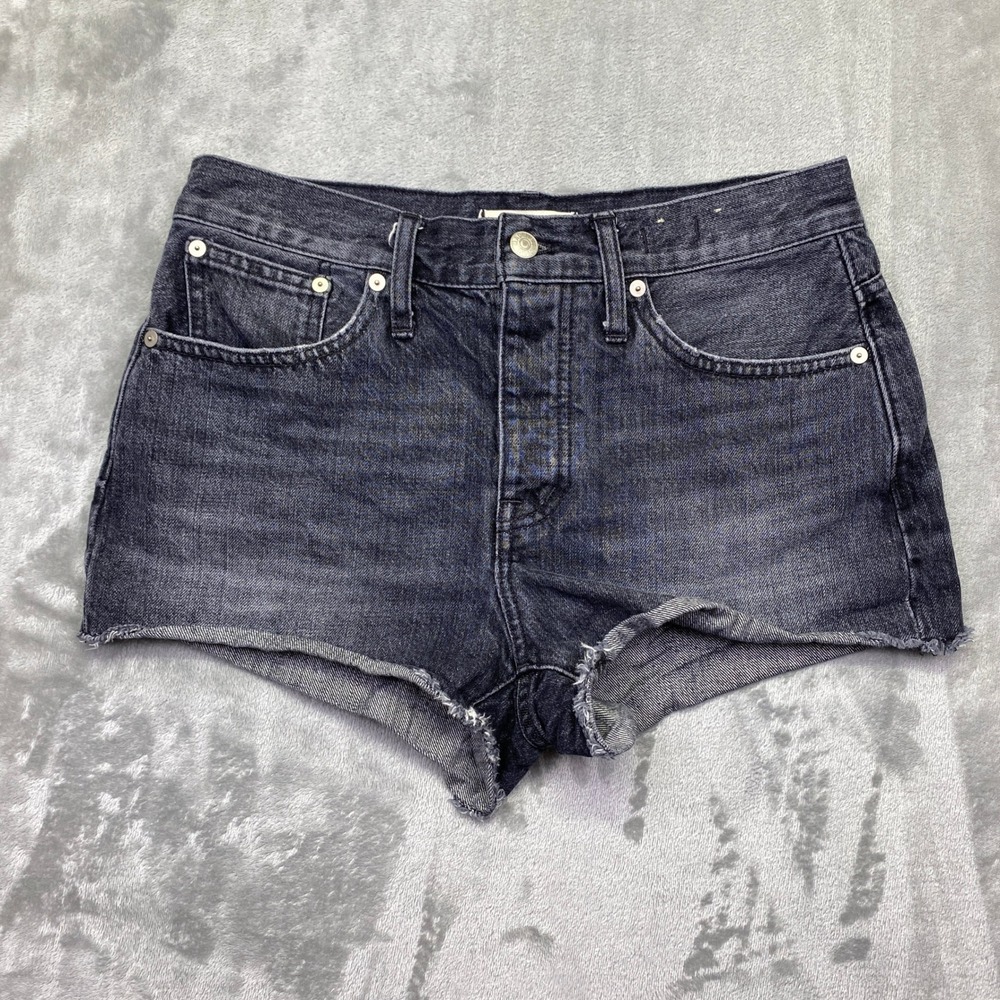 Madewell Relaxed Denim Shorts Women's Sz 25 Fits 29"‎ Black Frayed Hem Casual